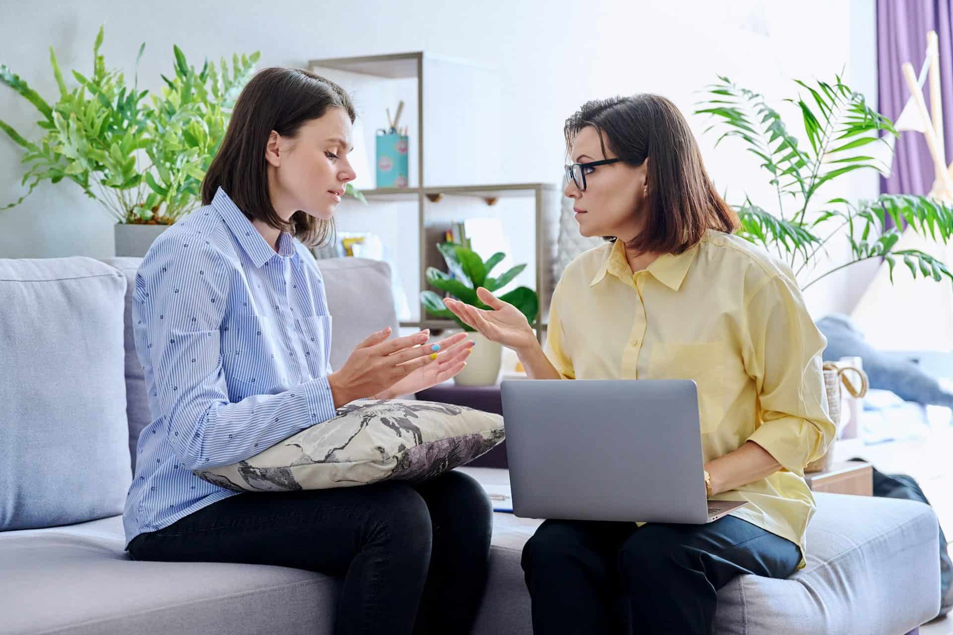 Young woman patient on individual therapy in psychologists office